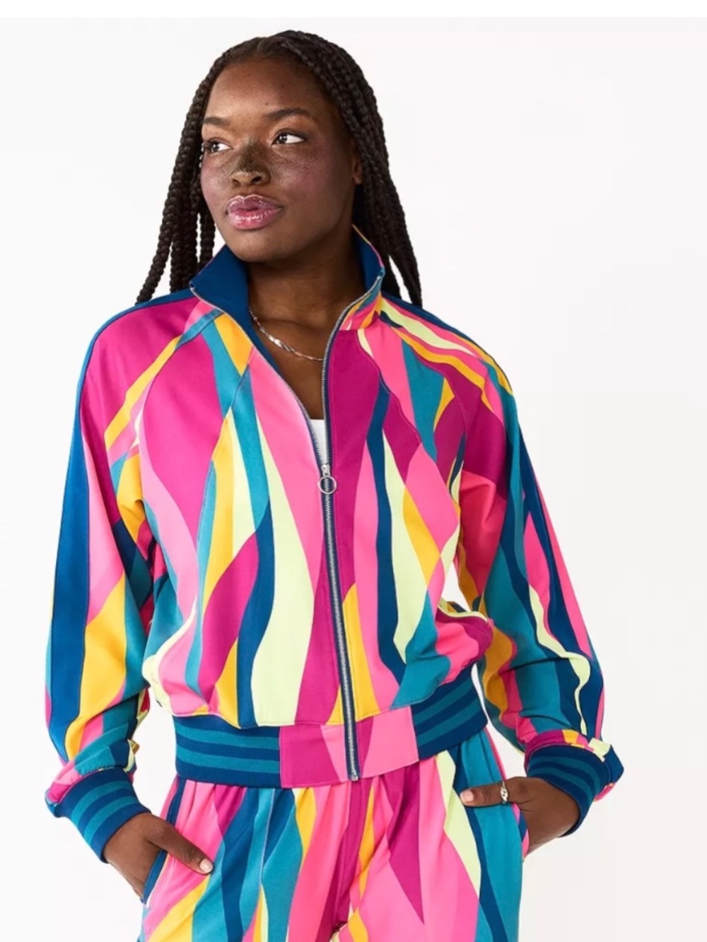 Tek Gear Multi Color Light Weight  Track Jacket, 1x